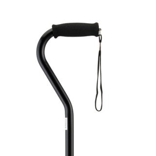 Basic Offset Cane With Strap, Black